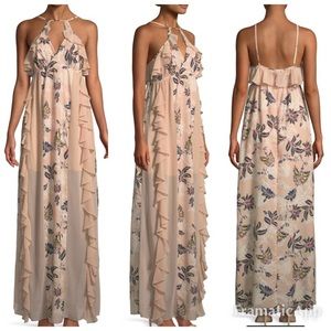 Jetset Diaries TJD Azalea pink floral ruffle maxi dress